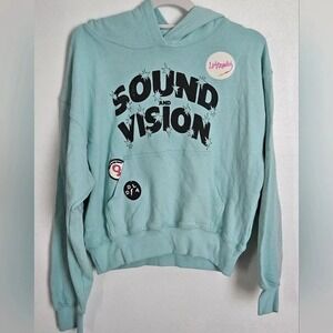 Daydreamer Sound and Vision Graphic Hoodie Light Aqua Blue‎ Size Small NWT